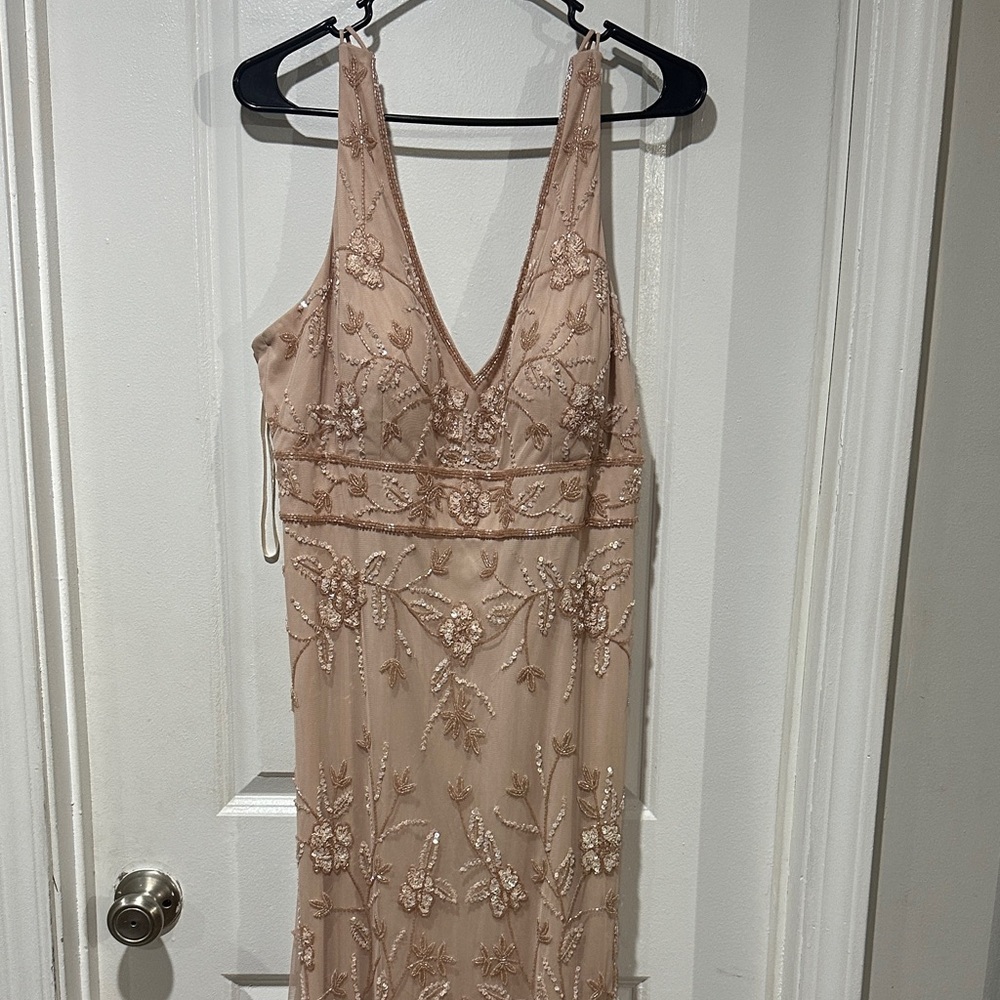 Adrianna Papell Nude Floral Backless Dress